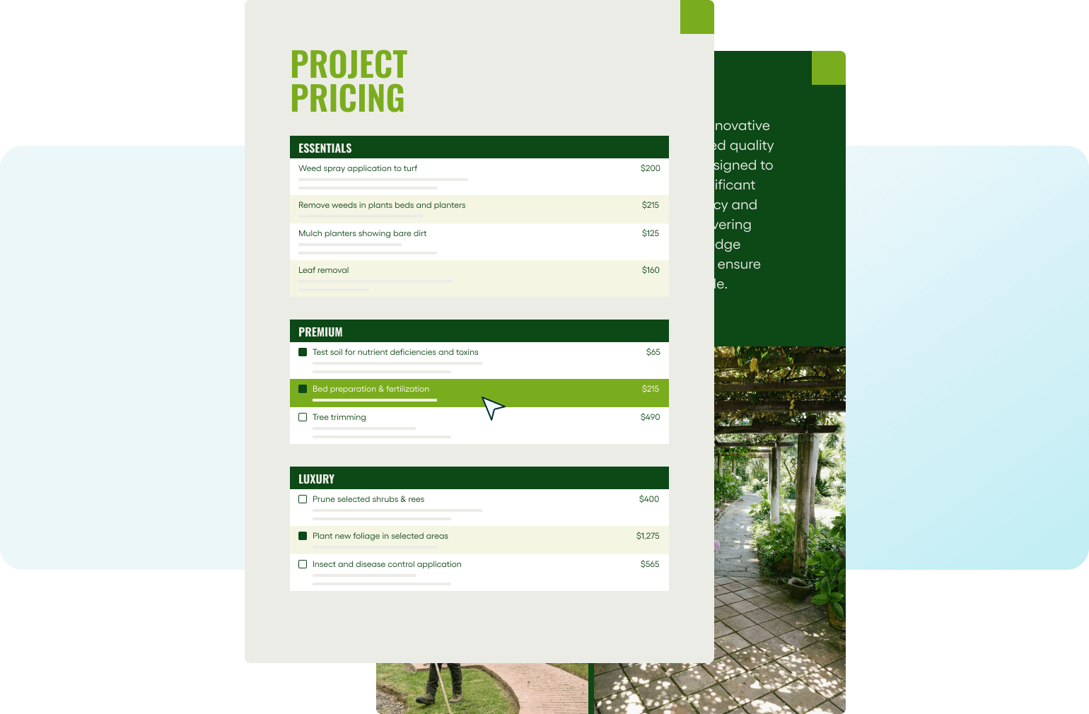 How to Write a Landscaping Proposal - Pricing Tiers