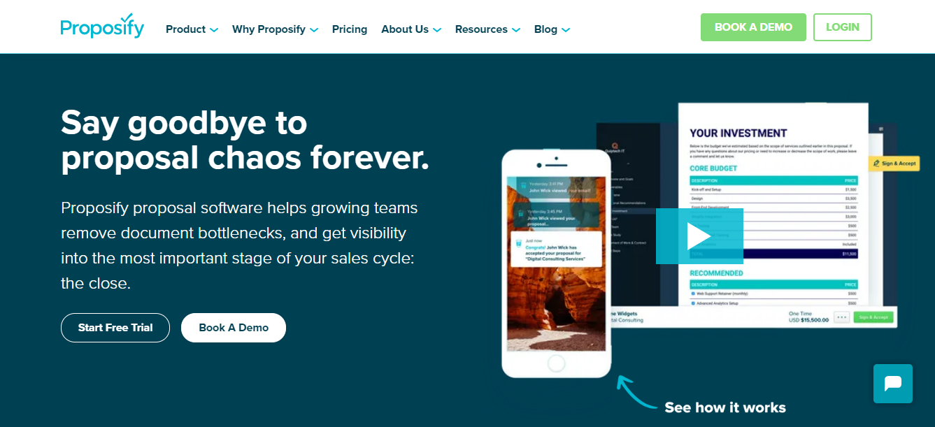 Proposify home page