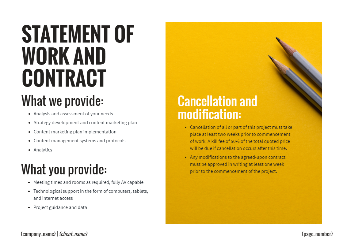 Statement of work and contract