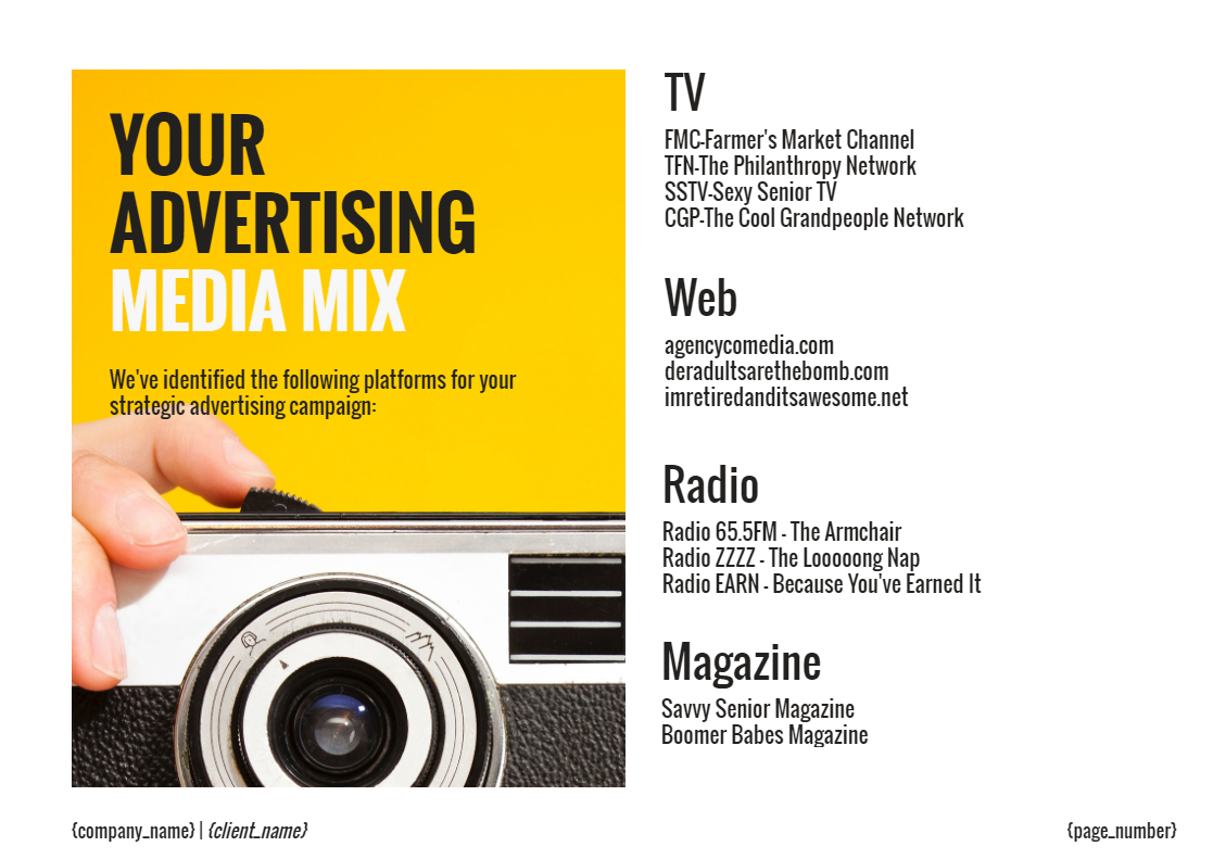Your advertising media mix.
