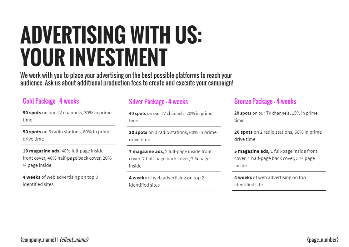 Advertising with us: Your investment