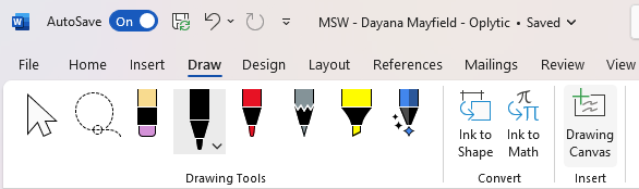 Microsoft Word's drawing toolbar