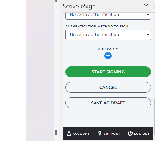 Scrive eSign start signing