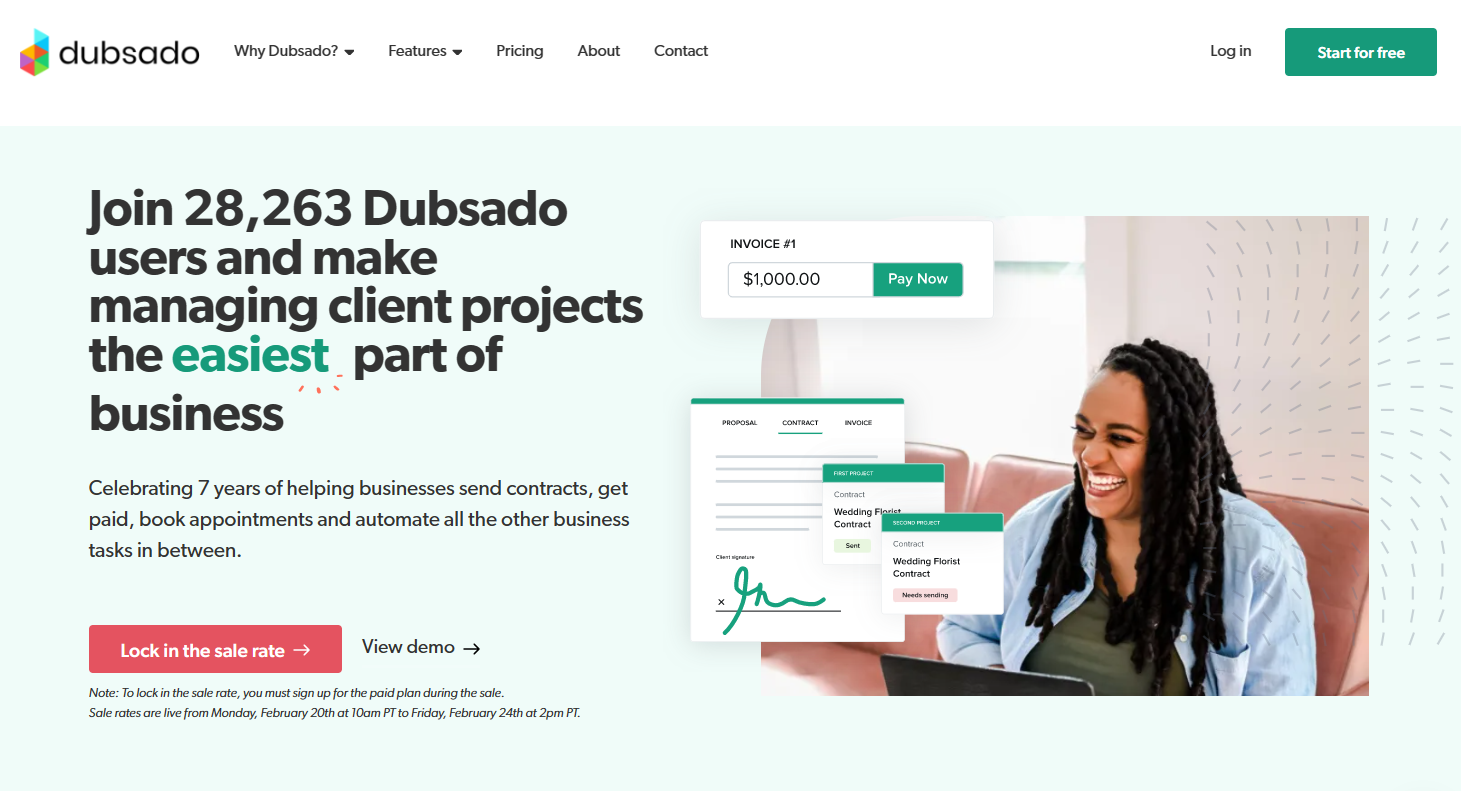 Screenshot of Dubsado a Pandadoc alternative