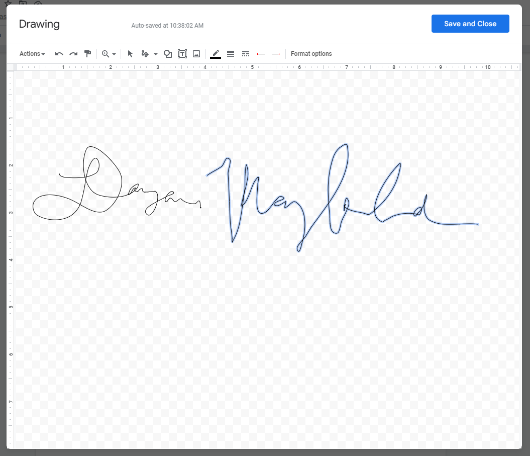 Drawing a signature in Google Docs