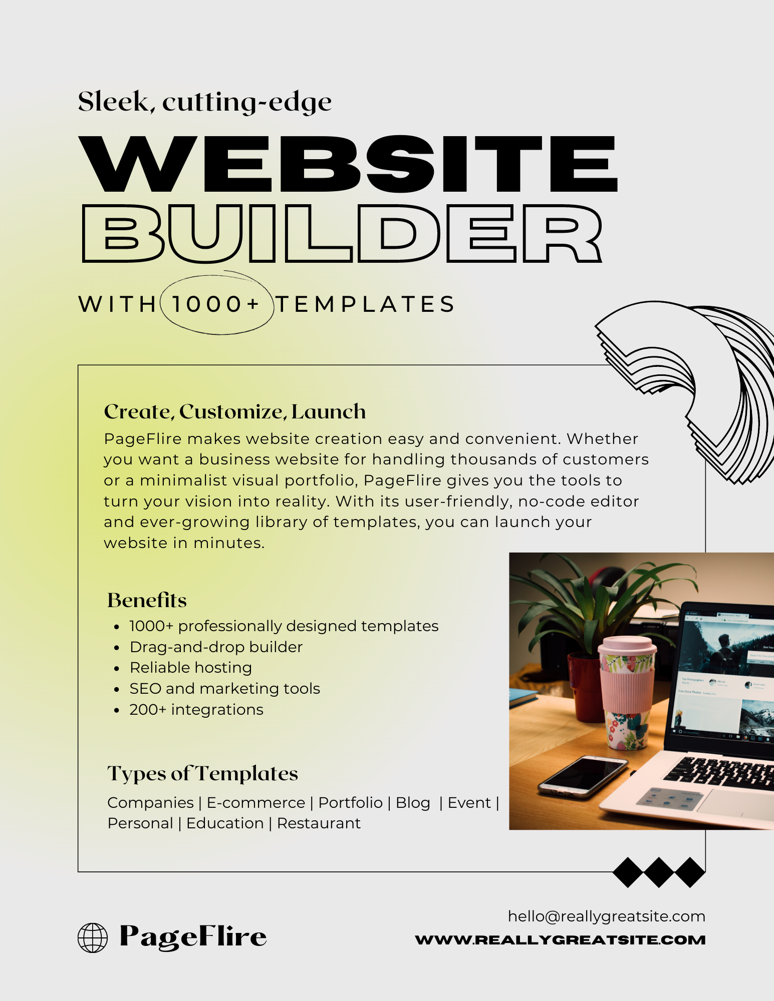 Website builder sell sheet example