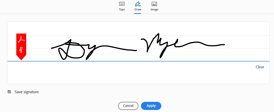 Drawing eSignature in Adobe Acrobat