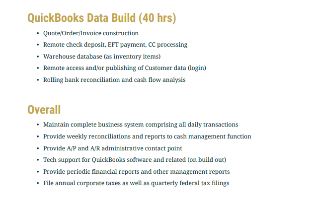 Project breakdown for an accounting project proposal