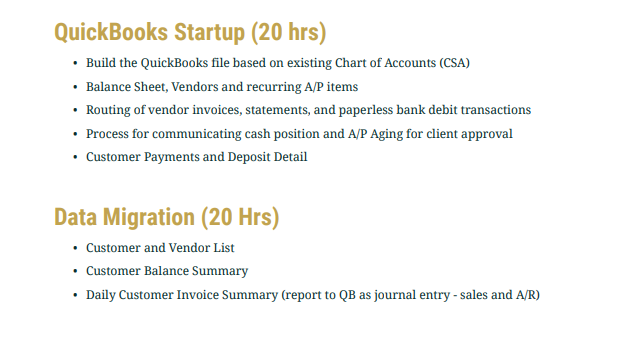 Project breakdown for an accounting project proposal