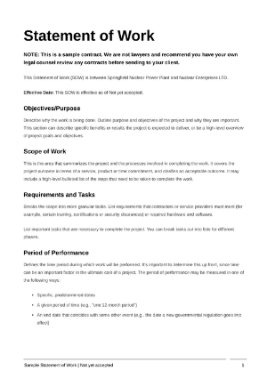 Statement of Work Template Thumbnail