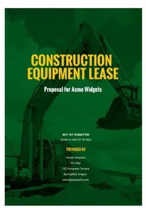 Construction Equipment Proposal Template Thumbnail